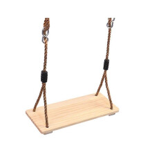 (As show, One size) Pinewood Swing with Adjustable Silky Polypropylene Ropes