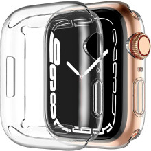 (As show, One size) 2 Pieces Case for Apple Watch Series 7 Series 8 41mm, Full Coverage PC Screen Protector Case Cover for iWatch Series 7/8 41mm, Clear