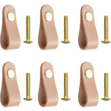 (As show, One size) 6pcs Leather Cabinet Handles PU Leather Cabinet Door Handles Leather Drawer Handles Leather Cupboard Door Handles with Screws for Kitchen Cabinets Bat