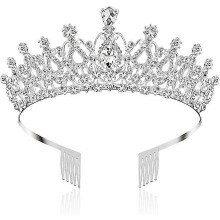 (As show, One size) Wedding Tiara Bridal Tiaras Crystal Rhinestone Tiara Crown With Comb For Bridal Wedding