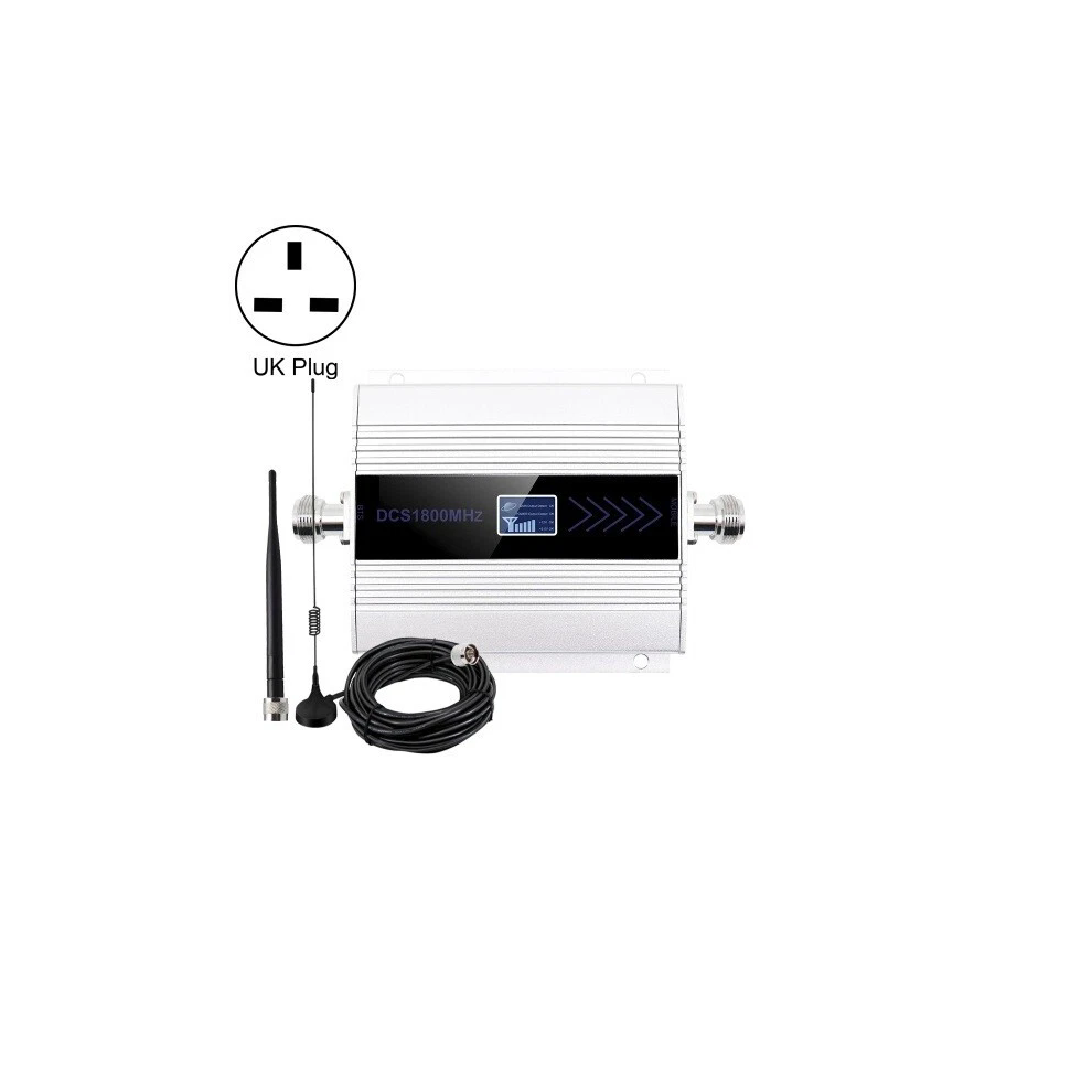 (Silver) DCS-LTE 4G Phone Signal Repeater Booster for Stronger Network Reception/Uk-Plug