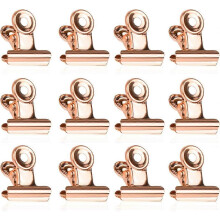(As show, One size) Small Bulldog Paper Clips, 50pcs Bulldog Paper Clips, 22mm Paper Clips, Rose Gold Metal Binder Clips for Photos, Food Snack Bags, Office Supplies (Ros
