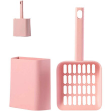 (As show, One size) Cat Litter Shovel with Plastic Holder Pet Cleaning Supplies Sifting Scooper Comfortable Handle Hygiene Litter Shovel