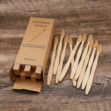 (As show, One size) Beige bamboo toothbrush, soft toothbrush, 10 natural and eco-friendly biodegradable colors