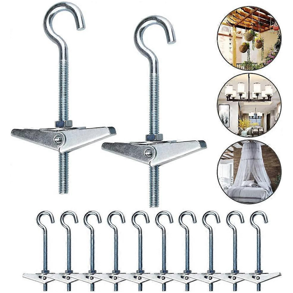 (As Show, One Size) 12Pcs Ceiling Hooks Carbon Steel Ceiling Fixing Hook Toggle Springs Wing Bolts Rustproof Ceiling Hooks For Ceiling Plants Wall Hom 4704245241544