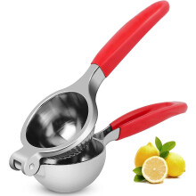 (As show, One size) Manual Lemon Squeezer with Soft Handle Heavy Duty Lemon and Citrus Squeezer Easy to Clean 22cm Red