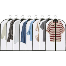 (As show, One size) Garment Covers, Set of 8 Transparent Dustproof Suit Cover, Garment Bag with Zip and Protective Shirt/Clear Suit Covers (60 x 80cm)