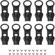 (As show, One size) 10pcs Black Zipper Pulls Sliders with U Shaped Zippers Repair Replacement Kit for Coats Jeans Jackets Pants Backpacks 27x11mm