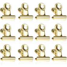 (As show, One size) Small Bulldog Clips, 50pcs Binder Clips, 22mm Metal Bulldog, Golden Hinge Clips, Binder Paper Clips for Photos, Office and Home Kitchen (Gold)