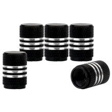(As show, One size) 5pcs Car Dust Caps Around Aluminum Wheel Tire Valve Caps Black