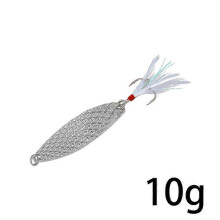 (As show, One size) 5pcs Spoons Hard Fishing Lures Treble Hooks Metal Fishing Lure Baits Fishing Accessories(10g Bright Silver)