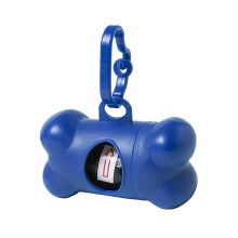 (As show, One size) Bag Dispenser for Dogs and Pets, Bone-Shaped Dispenser of Dog and Pet Feces Collection Bags, 15 Biodegradable Bags (Blue)