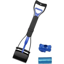 (As show, One size) Foldable Poop Scoop, 60cm Thumb Long Handle Strong Serrated Pliers Cleaning Pickup Poop Clip for Outdoor/Indoor for Dog and Cat Pet, Garbage Bags