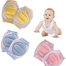 (As show, One size) Breathable Elastic Unisex Kid Child Baby Knee Pads Knee Elbow Protectors Crawling Protection Protector, Infants, Boys, Girls, Children, 3 Pairs