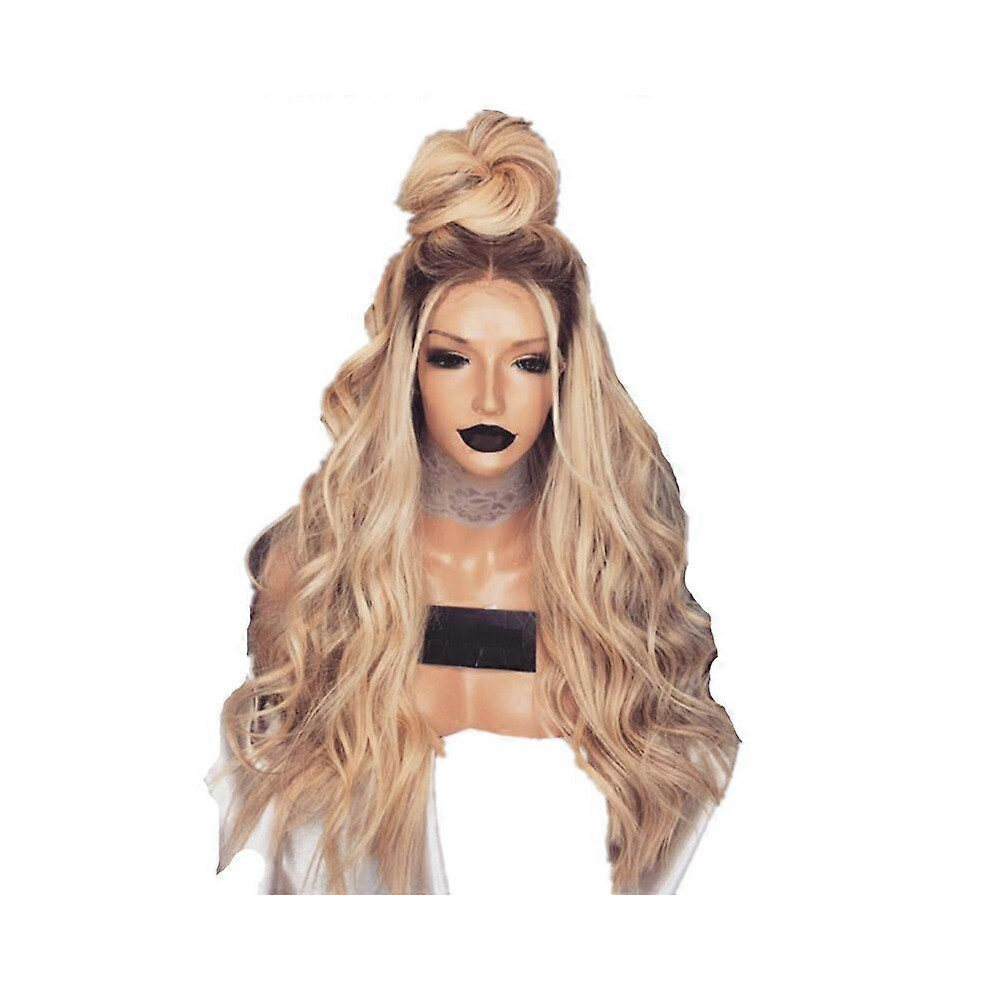 Unisex Black (As Show, One Size) Dye Wig Women's Wig Medium Long Curly Hair Fashion Chemical Fiber Hair Blonde Gradient Chemical Fiber Wig