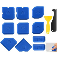 12pcs Ilikon sealants deisiú uirlisí tacar athúsáidte Glättungskit seasmhach plaisteach-Squeegee, dubh Squeegee-croc, buí