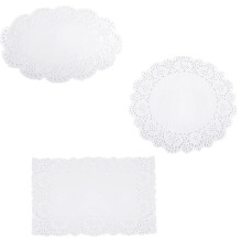 LTSVBO Spitzenpapier Doilies, Sorted Round, 150pcs Rechteckig und Oval maisiúil Doilies für Motertag Tábla maisiúcháin, pósadh, Par