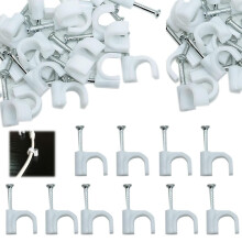 600pcs Cábla Nail Clips, 6 Méid (3,5mm 4mm 5mm 6mm 7mm 8mm) fada-maireachtála Rounde Nail Cábla Clips, sreang ordúil Clips Stifte Cábla Tack
