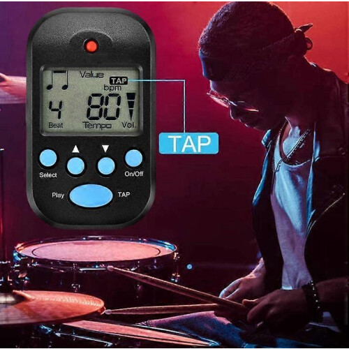 (As show, One size) Mini digital metronome with multi-function speaker for saxophone, piano, guitar, violin, flute, drum 2