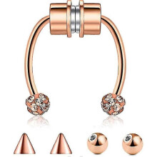 (As show, One size) 5pcs Magnetic Septum Nose Ring Alloy Magnetic False Horseshoe Non Piercing Hoop