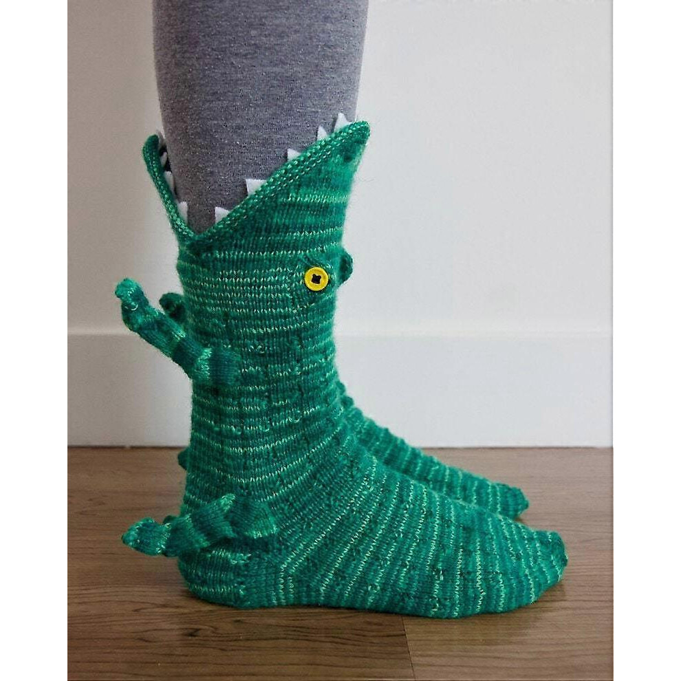 (As Show, One Size) Knitted Crocodile Socks Winter Warm Socks Chameleon Socks2# 4704245259976