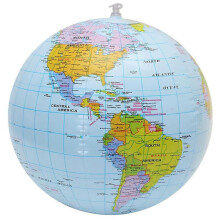 (As show, One size) Inflatable 16 inch Globe - Ages 6+ Earth Globe, Geography for Kids