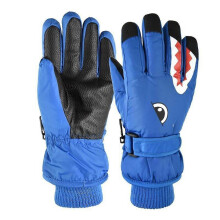 (As show, One size) 1 Paar Unisex-Skihandschuhe Verdickt Verschleifestes Hai-Muster Design Fahrradhandschuhe Skizubehr(Himmelblau)