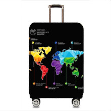 (As show, One size) Travel Luggage Cover Elastic Suitcase Trolley Protector Cover for 22-28 Inch Luggage ( Send one Luggage tag Free) (L, Map-Plane)