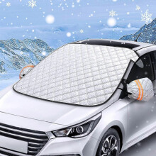 (As show, One size) Car Windscreen Cover, Magnetic Snow Cover with Two Mirror Covers, Ultra Thick Protective Car Windshield Cover - Snow Ice Frost Sun UV Dust Water Resis