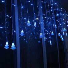 (As show, One size) Curtain Lights, 96 LED String Lights 3m*0.65m, 8 Lighting Modes, Window Decoration, Christmas, Wedding, Birthday, Home, Patio, Blue [Energy Class G]