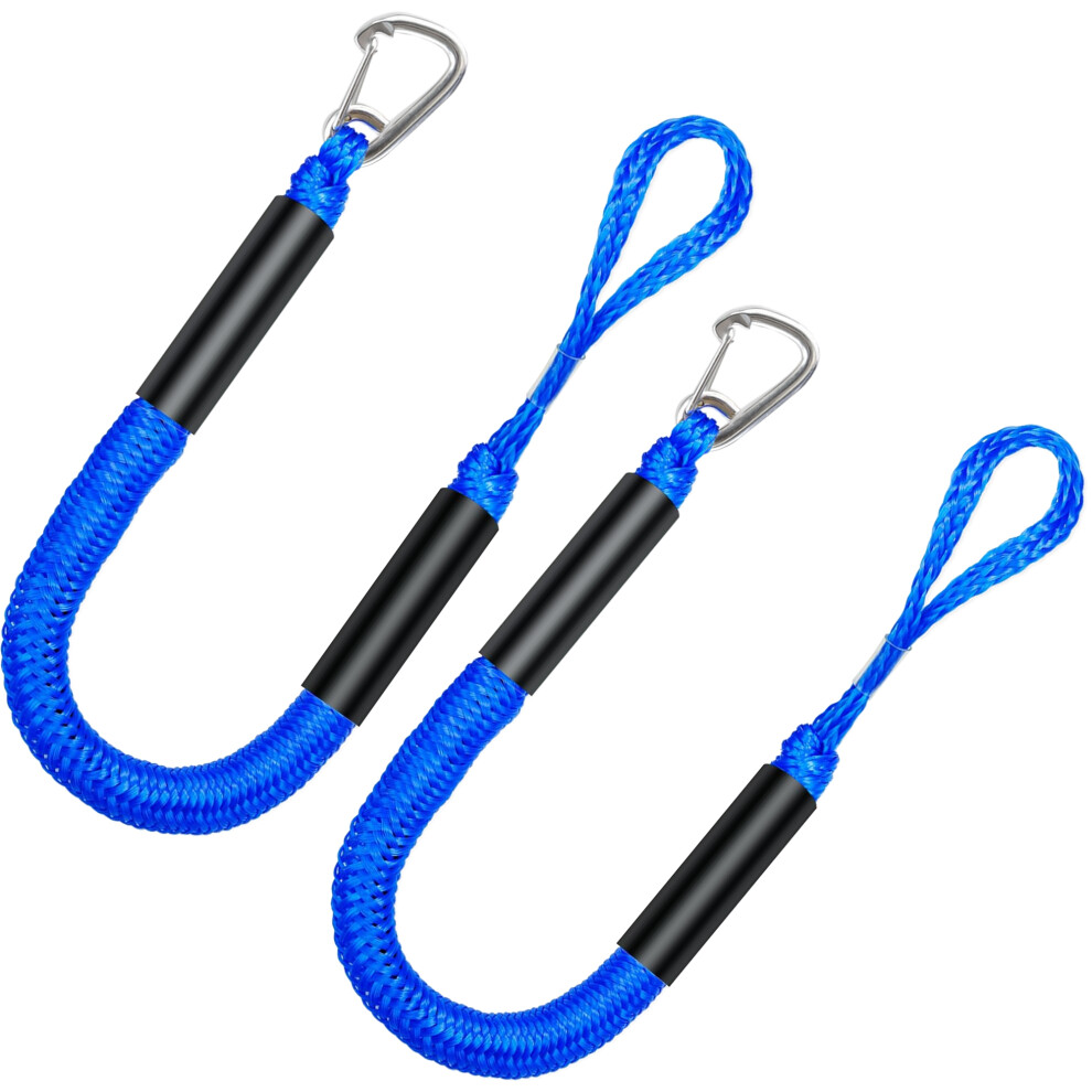 4Ft Bungee Dock Line 2 - Pack - Built - In Snubber For Kayak/Seadoo/Jet Ski/Pontoon-Blue 9344431576187