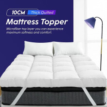 (Super King) Luxury Mattress Topper Hotel Quality 10cm / 4 Inches Extra Deep Super Thick Toppers Single Double King SuperKing Size Comfy Bedding Quilted Pad