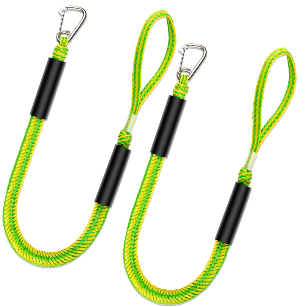 4Ft Bungee Dock Line 2 - Pack - Built - In Snubber For Kayak/Seadoo/Jet Ski/Pontoon-Green 763592615754