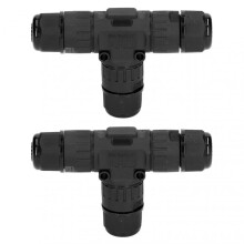 Electrical T-Connector, Outdoor Extension Cord 3Way 3Pin Electrical Connector for Underwater and Outdoor Lighting, IP68 Waterproof Junction Box with