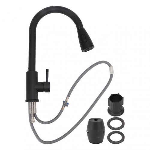 Innovative Three-Function Kitchen Faucet, Elegant Brushed Stainless Steel Finish, Pull-Down Sprayer Ensures Effortless Cleaning for Your Kitchen Sink