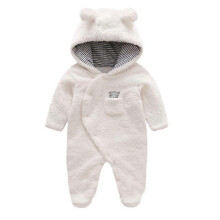 (As show, One size) Winter Snowsuit for Baby Rompers, White 0-3 Months, Boy and Girl One-Piece Jumpsuit with Hood, Toddler Outerwear Set Snowsuit