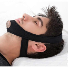 (As show, One size) Neoprene Anti Snoring Stop Snoring Chin Strap Belt (Black)