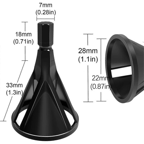 (As show, One size) Deburring External Chamfering Tool,(Hexagon-Black-2pcs) Chamfer Tool Deburring External Drill High Speed Stainless Steel Burr Removal Bit Quickly Repa 2