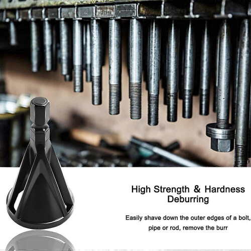 (As show, One size) Deburring External Chamfering Tool,(Hexagon-Black-2pcs) Chamfer Tool Deburring External Drill High Speed Stainless Steel Burr Removal Bit Quickly Repa 1