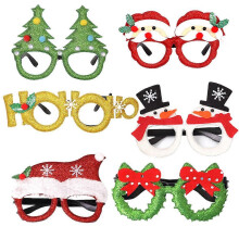 (As show, One size) 6pcs Christmas Glitter Party Glasses Frames with 24 Designs for Christmas Party Favors Holiday Favors (One Size Fits All)