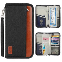 (As show, One size) Passport Wallets, Passport Holder Family Travel Organizer with RFID Blocking Document Holder Pouch, Boarding Pass, Passport, Credit Card, ID, Black