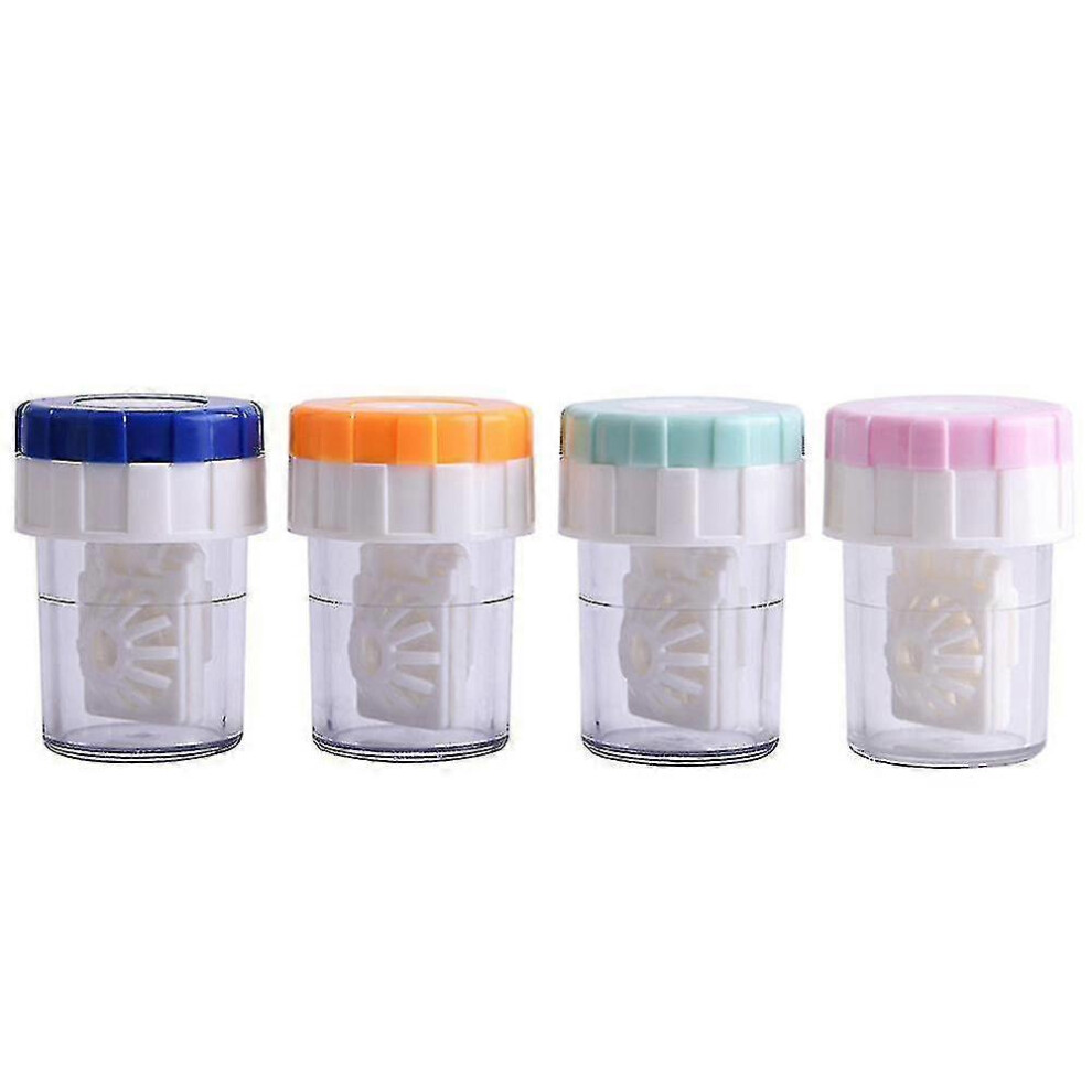 (As show, One size) 4pcs Manual Contact Lens Case Contact Lens Cleaner Washer Holder Lens Cleaning Tool