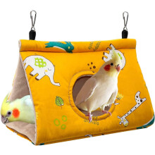 (As show, One size) Parrot Hammock Bird Nest Warm Soft Plush Hammock Hanging Cage Tent for Parakeet Cockatiel Amazons Cockatoo Canary Cage Toy M