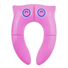 (As show, One size) Portable Potty Seat for Toddler Travel (Pink Owl) - Foldable Non-Slip Potty Training Toilet Seat Cover for Girls, Baby Kids