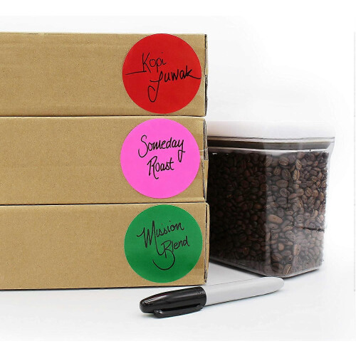 (As show, One size) 2 Inch Round Label ,Fluorescent Pink ,Permanent Color Code Dot Stickers, 500 Labels per Roll 2