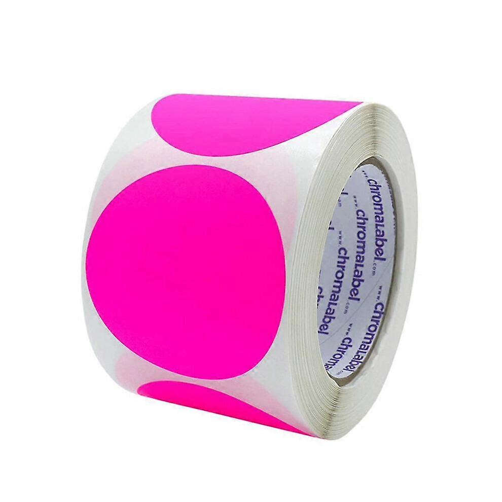 (As Show, One Size) 2 Inch Round Label ,Fluorescent Pink ,Permanent Color Code Dot Stickers, 500 Labels Per Roll 4704245219680