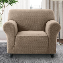 (Coffee Spandex, 1 Seater: 165 x 179 cm) Water Proof Sofa Cover Reversible Chair Recliner Cover Quilted Furniture Pet Protector