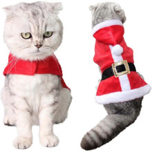 (As show, One size) Cat Christmas Costume, Cat Dress up Christmas Cute Adjustable Santa Claus Clothes Pet Hoodie Coat for Small Medium Large Cats (S)