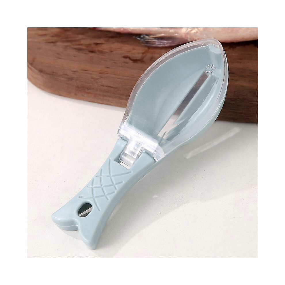 (As Show, One Size) Practical Fish Scale Planer With Cover For Killing Fish Manual Scraper Scaler Tool Home Kitchen Gadgets Blue 4704245225513