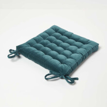(1 Seat Pad, Green) Velvet Chair Pads with Straps Indoor & Outdoor